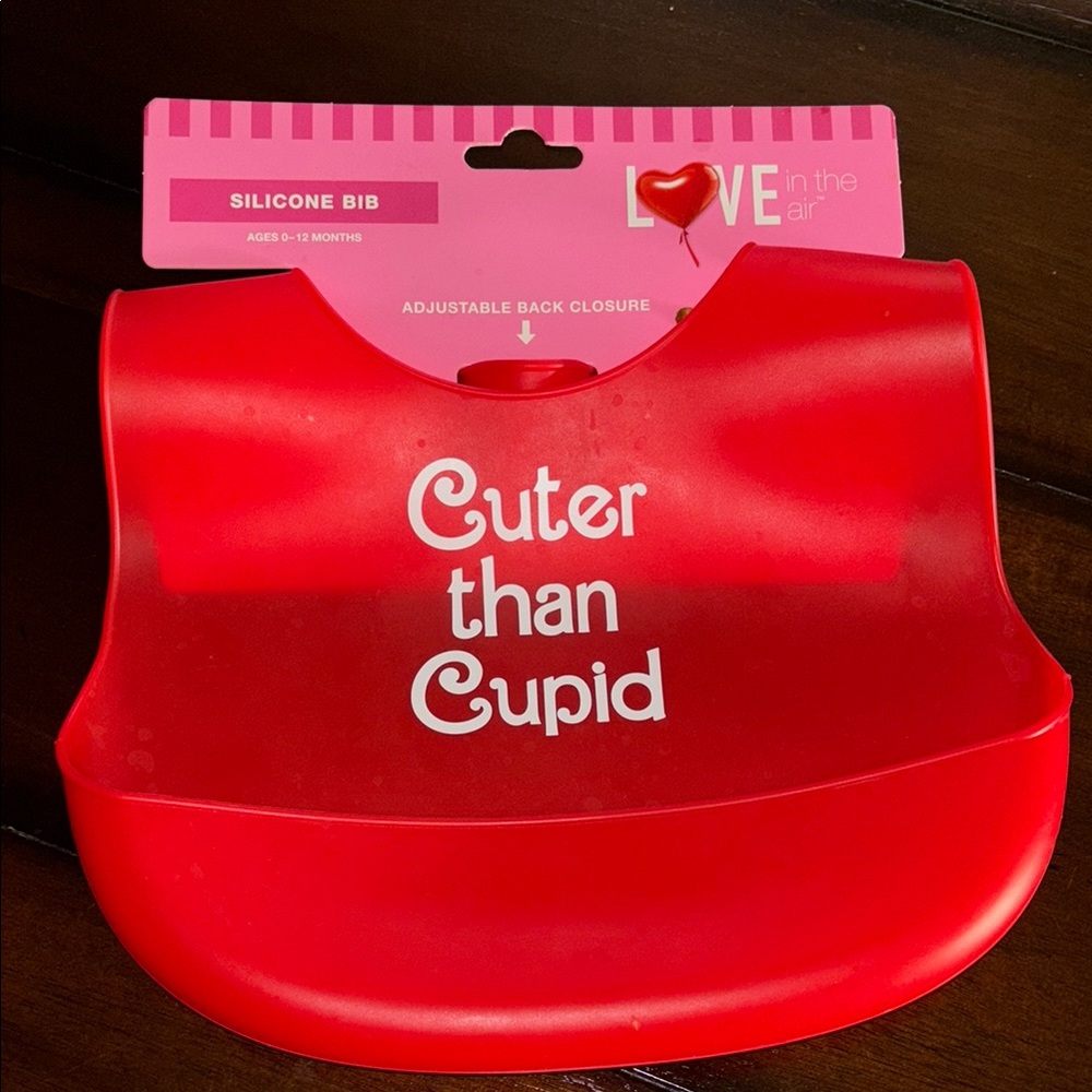 Bright Red Silicone Bib with Fun Slogan